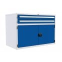 Cupboard with 2 drawers, 1 shelf and  - 2x100mm, 1x500mm - H.825mm W.1200mm D.650mm
