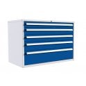 5 Drawer Cabinet with  - 1x100mm, 2x125mm, 1x150mm, 1x250mm - H.825mm W.1200mm D.650mm