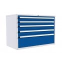 5 Drawer Cabinet with  - 2x100mm, 2x125mm, 1x150mm, 1x300mm - H.825mm W.1200mm D.650mm