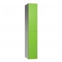 2 Door Leisure Locker with flat top - Aluminium Locker - H.1800mm W.300mm D.400mm