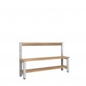 Low Bench with Back Rest - Single Sided - Length 1000 - Depth 350 - Seat Height 350/400/450 - Overall Height: 770/820/870 - Base Shelf Included