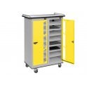 Laptop Locker Trolley - 2 Vision Door - 16 Compartment - Charging - 3 Pin Sockets - Flat Top - H1050 x W760 x D450mm