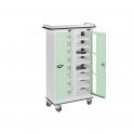 Tablet Locker Trolley - 2 Vision Door - 16 Compartment - Charging - Dual USB-A Sockets - Flat Top - H1050 x W600 x D300mm