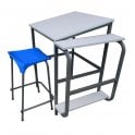 Student Drawing table with instrument shelf and folder pocket W600xD650xH900mm - Black frame with Beech top