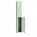 Tablet Locker - 2 Retro Door - 2 Compartment - Charging - Dual USB-A Sockets - Sloped Top - H1950 x W300 x D300mm