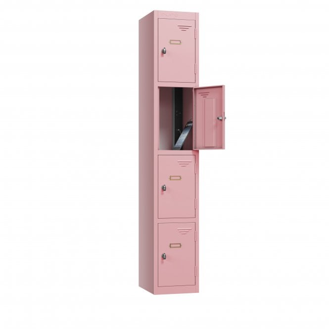 Laptop Locker - 4 Retro Door - 4 Compartment - Charging - 4 Pin + Dual USB-A Sockets - Sloped Top - H1950 x W380 x D450mm