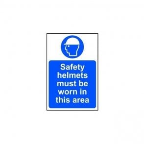 Safety Helmets Must be Worn Sign 300 x 200mm - Self Adhesive Vinyl