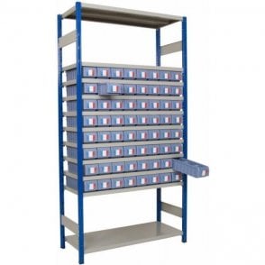 Shelf Trays on Expo 4 Shelving KIT B H2000 x W1000 x D300mm with 11 Shelves 110kg UDL & 64no. 117x90x300 trays
