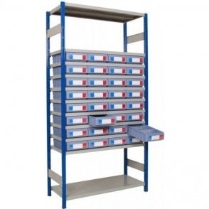 Shelf Trays on Expo 4 Shelving KIT C H2000 x W1000 x D400mm with 11 Shelves 90kg UDL & 32no. 234x90x400 trays