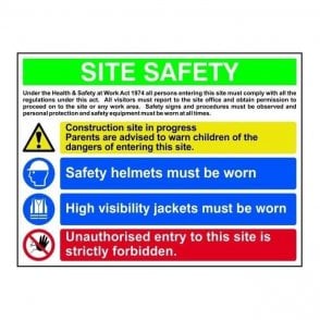 Site Safety Sign 600 x 800mm - Rigid Plastic