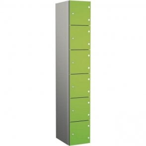 Six Compartment Aluminium Body Locker with SGL Doors H1800 x W300 x D400mm