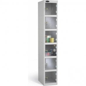 Six Compartment Clear Door Locker H1780 x W305 x D380mm