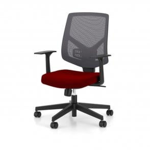 Skellig - High mesh back operator chair with height adjustable arms and on a black base - Black Fabric - Seat Width: 455mm - Seat Depth 460mm - Overall Height: 1010-1210mm