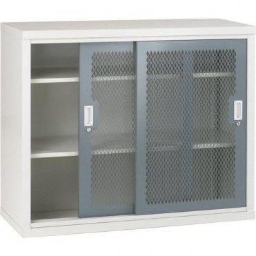 Sliding Mesh Door Cabinet - 2 Shelves
