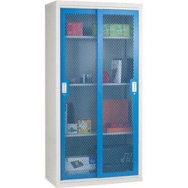 Sliding Mesh Door Cabinet - 3 Shelves