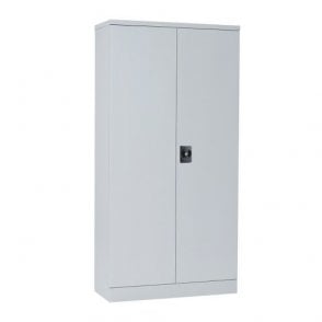 Slimline 2 Door Cupboard with 3 dual purpose shelves - 1829H x 914W x 381D - Grey