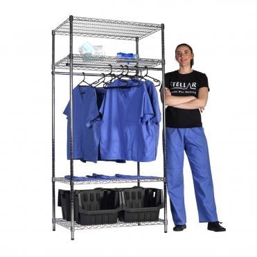 Stellar Chrome Wire Garment Racking Double Rail 915mm Wide x 610mm Deep with Under Storage