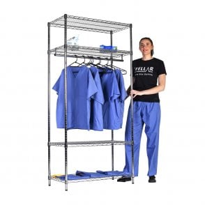 Stellar Chrome Wire Garment Racking Single Rail 915mm Wide x 460mm Deep