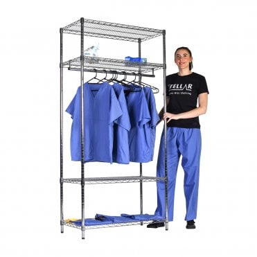 Stellar Chrome Wire Garment Racking Single Rail 915mm Wide x 460mm Deep