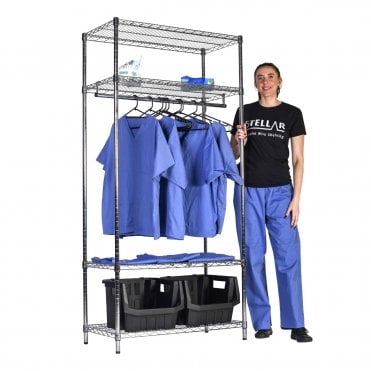 Stellar Chrome Wire Garment Racking Single Rail 915mm Wide x 460mm Deep with Under Storage
