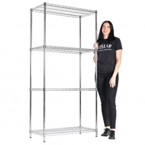 Stellar Chrome Wire Shelving H1900 x W915 x D460mm 5 Shelf Level 270kg UDL