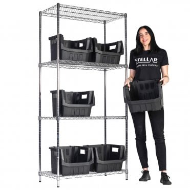 Stellar Chrome Wire Shelving 915mm Wide x 460mm Deep with Boulder MAX 7 Picking Bins