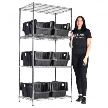 Stellar Chrome Wire Shelving 915mm Wide x 610mm Deep with Boulder MAX 6 Picking Bins