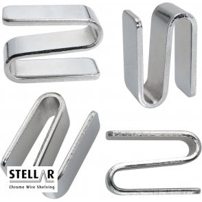 Stellar Chrome Wire Shelving "S" Clips PACK OF 4