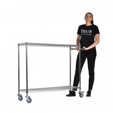Stellar Chrome Wire Trolley 1220mm Wide x 355mm Deep - Two Shelves