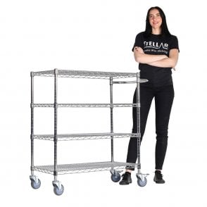 Stellar Chrome Wire Trolley 915mm Wide x 460mm Deep - Four Shelves