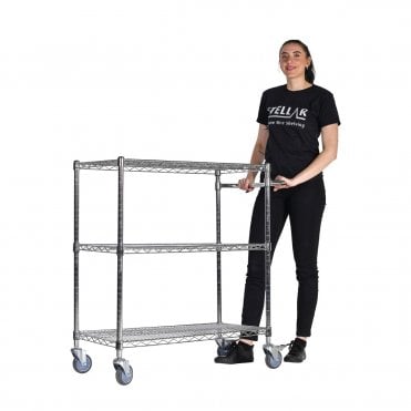 Stellar Chrome Wire Trolley 915mm Wide x 460mm Deep - Three Shelves