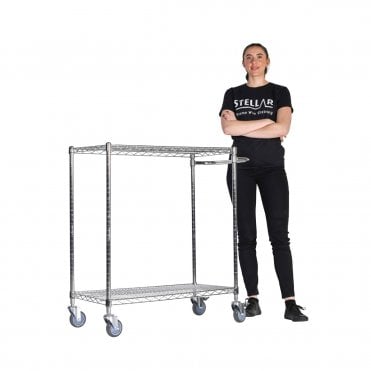 Stellar Chrome Wire Trolley 915mm Wide x 460mm Deep - Two Shelves