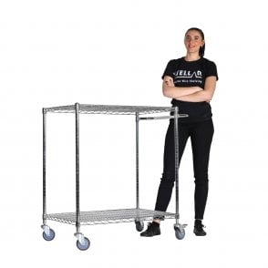 Stellar Chrome Wire Trolley H1050 x W915 x D610mm 2 Shelf Level 150kg UDL