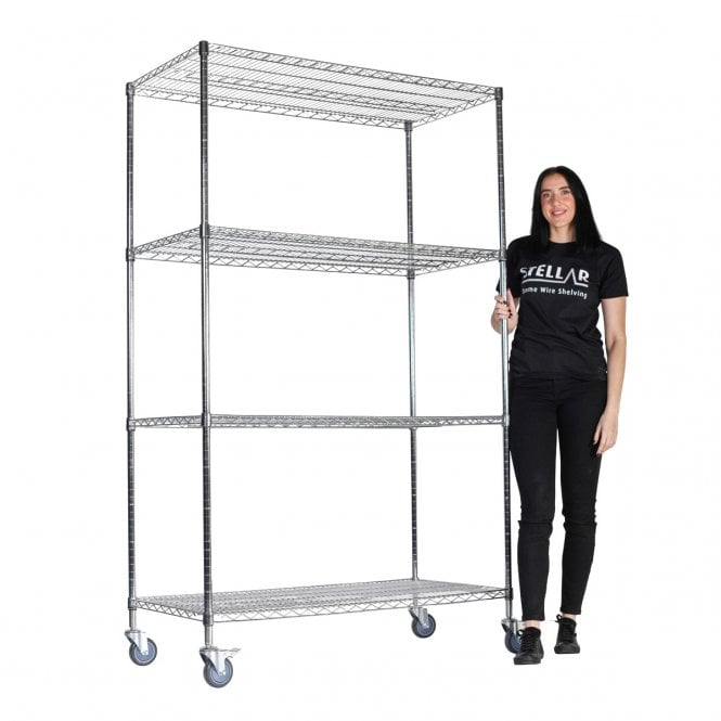 Stellar MOBILE Chrome Wire Shelving 1220mm Wide x 610mm Deep
