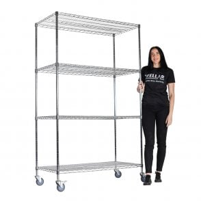 Stellar MOBILE Chrome Wire Shelving 1220mm Wide x 610mm Deep