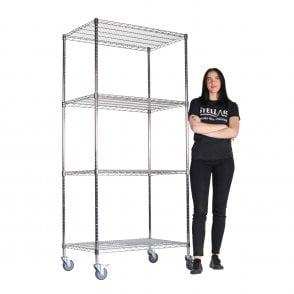 Stellar MOBILE Chrome Wire Shelving H1750 x W915 x D610mm 6 Shelf Level 250kg total load capacity