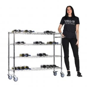 Stellar Wine Rack Trolley H1050 x W1220 x D355mm with 4 Wine Shelves Capacity 48 bottles