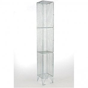 Three Compartment Wire Mesh Locker H1980 x W305 x D450mm