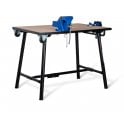 Tuffbench+ c/w wheels, handle, chain vice and engineers vice – External W1140xD855xH970 - Internal (Folded Down) W1140xD855xH280 – Weight 58kg