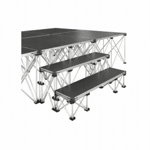 Two step unit for 600mm high stage - Black Vinyl Carpet