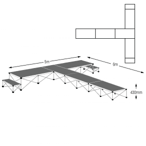 Ultralight T-Shaped Stage Package - L.6m W.5m H.430mm - Vinyl
