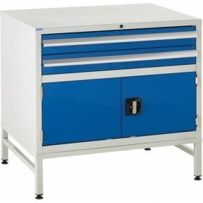 Under Bench Cupboards on Stands with 2 Drawers - H825 x W900 x D650mm - 2x100mm, 1x300mm