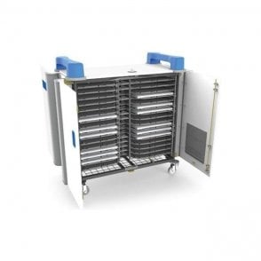 UniCabby 32H - 32 port tablet/laptop/chromebook trolley - horizontal storage. Specially designed shelf with integrated cable management. Unit size:  W947 x D510 x H1008mm