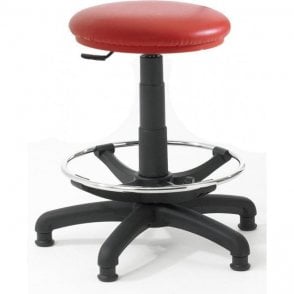 Upholstered High Stool with Adjustable Foot Rest & Castors Height Adjustment 550-800mm