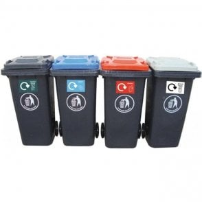 120 Litre Wheelie Bin H940 x W460 x D550mm - CANS (Dark Grey Lid)