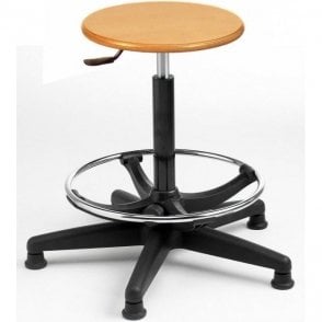 Wood High Stool with Adjustable Foot Rest & Castors Height adjustment 580-800mm