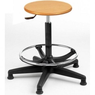 Wood High Stool with Adjustable Foot Rest